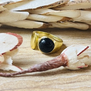 Elegant Design Black Onyx <b>Ring</b> Open band Brass <b>Ring</b> 18k Gold Plated Statement Jewelry Modern Handmade Wholesale <b>Mens</b> Trendy <b>Ring</b> - Product Image 5
