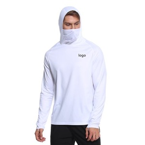 Chemise de pêche pour homme, blanche, à manches longues, à capuche, avec cache-cou, anti-transpiration, UPF50, style ajusté - Product Image 6