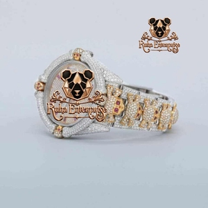 <b>Mens</b> Moissanite Diamond Luxury Steel <b>Wristwatch</b> Crystal Embellished Refined Bracelet Design Contemporary Fashion Accessory - Product Image 1