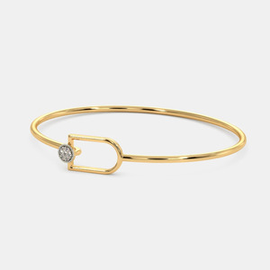 Gold Minimal Diamond Lock Design <b>Bangle</b> <b>Bracelet</b> - Product Image 3