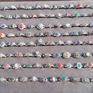 Anillo de Piedras Preciosas Naturales Ecológico, Unisex, Hecho a Mano, con Circonita, Ajustable, Clásico, Plateado, Joyería de Moda para Fiestas y Uso Diario - Product Image 4