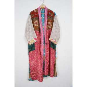 Kimono en soie de style japonais traditionnel, respirant, doux et confortable pour l'été, taille unique, vêtement de nuit, ceinture, paréo de plage, col en V - Product Image 4