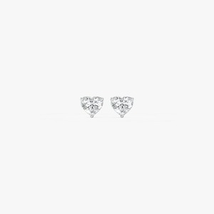 Boucles d'oreilles clous martini classiques en or blanc 14K plaqué rhodium, serties de diamants de laboratoire en forme de cœur à trois griffes, 0,5 carat, pour femme - Product Image 3