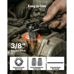 Kit di Rimozione Bulloni e Dadi a Impatto da 16 Pezzi con Adattatori e Estrattore a Perno, Valigetta Robusta in Acciaio Cr-Mo per la Rimozione di Bulloni e Viti - Product Image 4