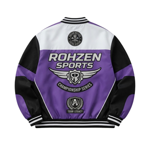 Custom <b>Summer</b> Racing <b>Bomber</b> <b>Jacket</b> Unisex Snap Button Embroidered Logo Motorsport Streetwear Baseball % Cotton OEM ODM - Product Image 2
