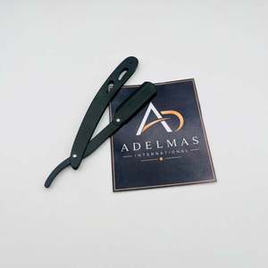 Rasoir droit pliant professionnel pour hommes, en acier inoxydable noir antique, à lame unique, personnalisable avec logo, pour barbier, non jetable - Product Image 4