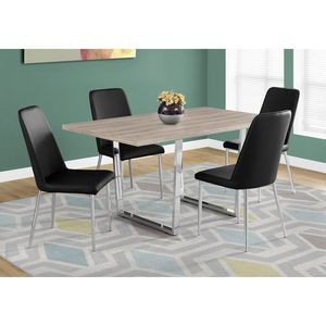 Tavolo da Pranzo Rettangolare Contemporaneo da 60 Pollici in Laminato Marrone con Dettagli in Metallo Cromato per Cucina e Sala da Pranzo - Product Image 5