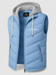 FLY HUMBLE SPORTSWEAR Chaleco con Capucha y Cuello Alto para Hombre, Otoño, con Bolsillos con Cremallera, Tejido de Lona Transpirable, Cortavientos, Casual - Product Image 5