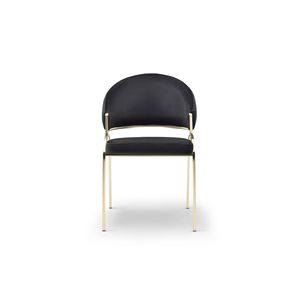 Chaise de salle à manger Ruby moderne et contemporaine en métal noir avec pieds dorés - Product Image 4