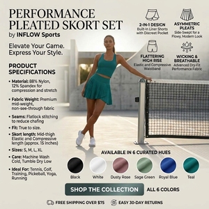 Men's Blue Vintage Style <b>Pleated</b> Sport <b>Skirt</b> with Elastic Waist and Built-In Shorts Solid Color Quick Dry Anti-UV Golf Clothing - Product Image 6