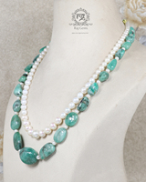 Collier de perles en émeraude naturelle et en pierres précieuses