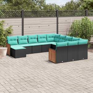 Conjunto de Sofás para Patio en Negro y Azul, Muebles de Exterior Elegantes para un Entretenimiento Confortable - Product Image 1