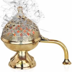 Quemador de incienso metálico tradicional para rituales religiosos, aromaterapia y uso decorativo en el hogar. - Product Image 1