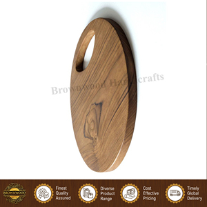 Planche à découper en bois d'acacia 100% naturel de qualité supérieure, durable, de forme ronde, faite à la main, avec poignée pour couper les légumes - Product Image 3