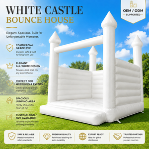 Château <span class=keywords><strong>gonflable</strong></span> commercial blanc avec garantie de 3 ans, certifié EN71/CE, PVC personnalisé pour mariages, anniversaires, événements - Product Image 1