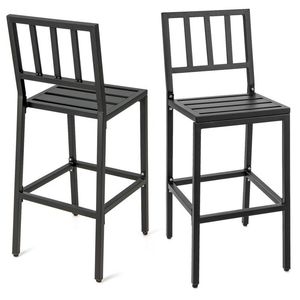 Set of 2 Patio Bar <b>Stools</b> with Detachable <b>Cushion</b> and Footrest for Outdoor Dining and Entertaining - Product Image 6