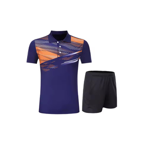 Men's Gray Striped Polo Shirt With Black Shorts Set Breathable 100% Polyester Adult Leisurewear - Product Image 2
