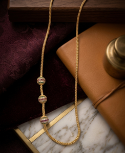 DIVYORO Women's 22k Gold Plated Classic TRI-BALL AD <b>Necklace</b> <b>Chain</b> - Product Image 2