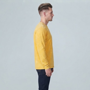 T-shirt à manches longues pour homme, délavé à la pierre, effet vintage, coupe oversize, col rond, en coton, style streetwear décontracté, coupe ample - Product Image 3