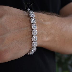 Luxury 14K White Gold <b>Cushion</b> Cut Lab Grown Diamond Tennis Bracelet Full Halo Setting Link Bracelet Fine Jewelry - Product Image 4