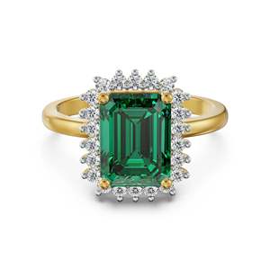 Bague de luxe en moissanite taille émeraude avec pierres halo taille ronde, plaquée or, argent ou or rose, bijou de fiançailles élégant - Product Image 4