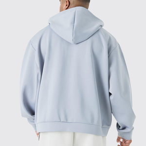 Sweat-shirt à capuche zippé surdimensionné pour homme, couleur unie, en molleton bouclette, coupe décontractée, longueur standard, avec poches, idéal pour l'automne - Product Image 2