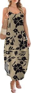 Robe longue décontractée pour femmes, robe d'été hawaïenne, robe à bretelles spaghetti, vêtements de plage tropicaux - Product Image 3