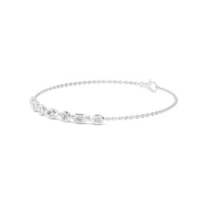 Multi Shape Bezel <b>Set</b> Lab Grown Diamond Station Bracelet 0.77 CTW 9K Rose Gold - Product Image 4