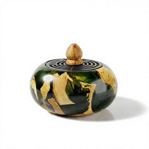 Brûleur d'encens en bois et résine fait main, diffuseur aromatique noir, base en bois de santal, style unique, décoration pour toutes les saisons, décoration Ramadan Eid - Product Image 4