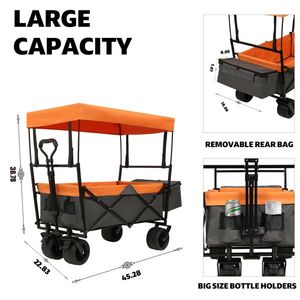 Vagoneta Plegable Ligera de 480 Libras con Toldo, Ruedas Todoterreno de 7 Pulgadas, Carrito de Camping Plegable de Gran Capacidad - Product Image 4