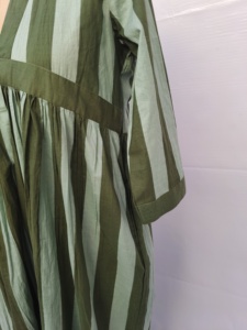 Vestido Kaftán de Algodón a Rayas Verdes para Mujer, Cuello en V, Manga Larga, Corte Holgado, Estilo Maxi, Ropa Casual de Verano para Compradoras de Boutique - Product Image 6