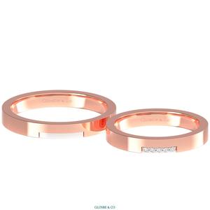 Anillos de Boda de Moissanita Clásicos de Alta Calidad en Oro Amarillo, Oro Rosa y Blanco, Juego de Anillos de Compromiso Glosbe - Product Image 3