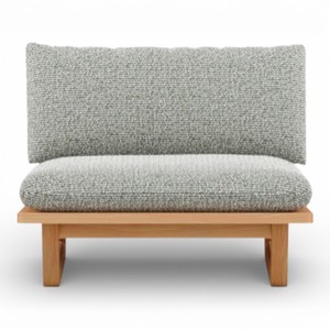 Fauteuil de salon en teck massif nordique, canapé individuel moderne et minimaliste, chaise de loisirs à dossier bas rembourrée en tissu pour chambre à coucher et hôtel - Product Image 6