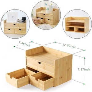 Natural Bamboo <b>Desk</b> Organizer with Drawers - Eco-Friendly Storage Solution Wholesale - Product Image 4