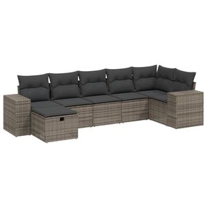 Conjunto de Sofá Grande para Jardín en Poliratán Gris con Acero con Recubrimiento en Polvo, Muebles Elegantes para Exteriores - Product Image 2