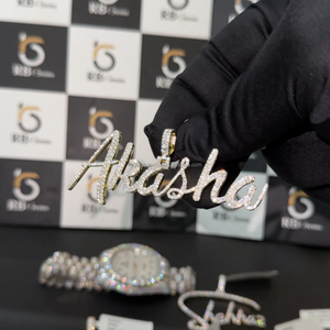 จี้ชื่อชุบทองประดับเพชร VVS แบบ Iced Out ทำจากเงินแท้ 925 สำหรับผู้ชาย สไตล์แร็ปเปอร์  สำหรับงานปาร์ตี้  ได้รับการรับรองจาก IGI - Product Image 2