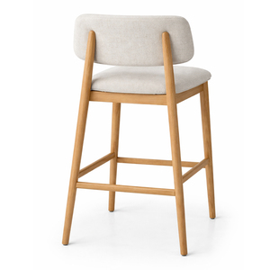 Silla de Bar Acolchada de Madera de Teca Sostenible de Lujo, Estilo Escandinavo Minimalista, Taburete de Isla con Asiento de Espuma Cómodo para Hogar, Bar o Cafetería - Product Image 2