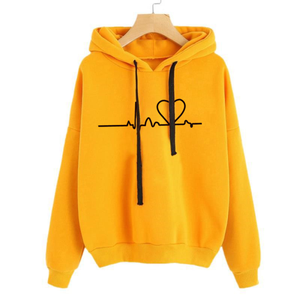 Sudadera con Capucha Unisex Color Borgoña con Estampado de ECG de Corazón, Algodón French Terry, Estilo Casual para Otoño - Product Image 6