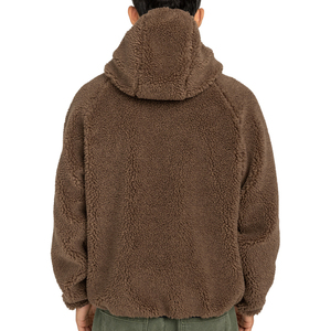 Wholesale Custom Full Zip <b>Sherpa</b> Fleece Jacket Winter Warm Trendy Oversized Fluffy Outerwear Contrast Chest Pocket <b>Sherpa</b> <b>Hoodie</b> - Product Image 2