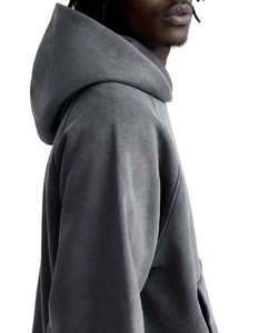 Sudadera con Capucha para Hombre, Corte Regular, Color Gris, Manga Larga, Color Sólido, Felpa, Informal, para Otoño, con Bolsillos, 100% Algodón Tejido - Product Image 3