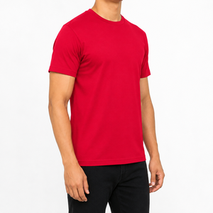 เสื้อยืดคอกลมแขนสั้นผู้ชาย ทรงปกติ สีพื้น สไตล์ลำลอง ผ้าฝ้ายเจอร์ซีย์ 100% คุณภาพสูง รับผลิตแบบ OEM ODM - Product Image 1
