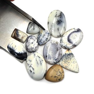 Lote de gemas sueltas de ópalo dendrítico natural en forma de cabujón, 21-54 mm, ópalo dendrítico para la fabricación de joyería artesanal. - Product Image 4