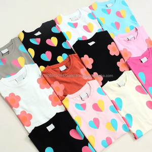 Fabriqué au Bangladesh, t-shirts pour garçons et filles en coton biologique, manches courtes, vêtements pour enfants, lot de stock, styles variés - Product Image 5