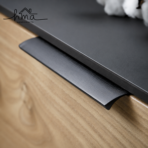 Brushed <b>Black</b> Brass Edge Pull <b>Handle</b> Modern Concealed Finger Grip Cabinet Drawer Wardrobe Cupboard <b>Kitchen</b> Door <b>Handle</b> - Product Image 1