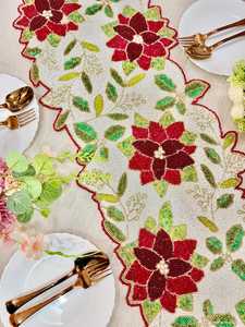 Handmade Beaded Polyester/Cotton <b>Table</b> <b>Runner</b> | Solid Stripe Home & Hotel Decorative Mamta - Product Image 2