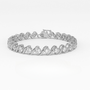 Bracelet Chaîne en Or 14K de Luxe Aarinya avec Diamants Ronds Brillants Sertis en Canal, Design Géométrique, Bracelet à Porter au Quotidien - Product Image 5