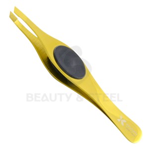 Professional Slanted Tip Eyebrow Tweezers with Ergonomic Rubber Grip for Precision Hair <b>Removal</b> and Facial Grooming - Product Image 1
