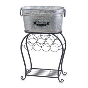 Seau à boissons en acier galvanisé de qualité supérieure avec support, étagère de rangement et poignées en corde – Glacière en métal - Product Image 4