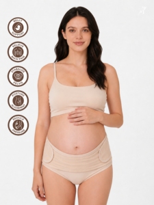 Ceinture de soutien de grossesse Bmama beige, soutien abdominal et dorsal réglable avec velcro, soutien prénatal et post-partum, vente en gros - Product Image 1