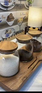 <b>Glass</b> Storage <b>Jars</b> <b>with</b> tray Airtight <b>Lids</b> coffee container <b>with</b> Wooden <b>Lid</b> <b>Glass</b> Canister for Beans Rice Sugar kitchen usage - Product Image 4